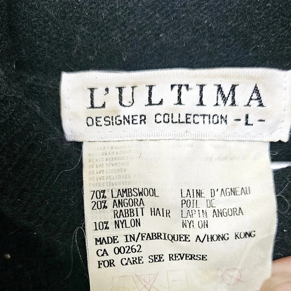 Vintage L'ultima Lambswool Angora blends Metal Sz L 3D knit Drawstring Hooded - Picture 11 of 11
